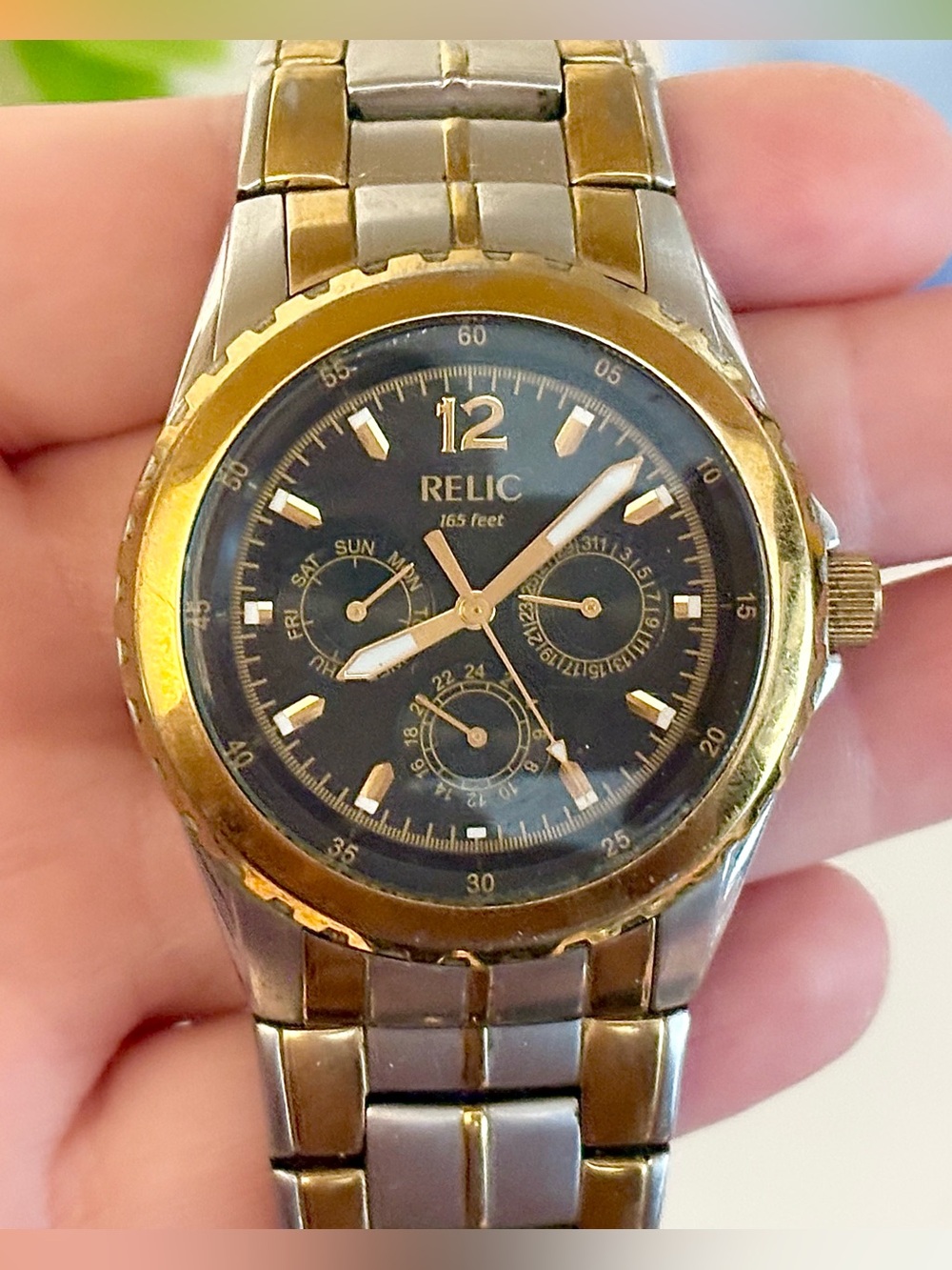 Relic by Fossil Mens Multifunction Two-Tone 185ft Day/Date Swim Watch-Sport-Bold